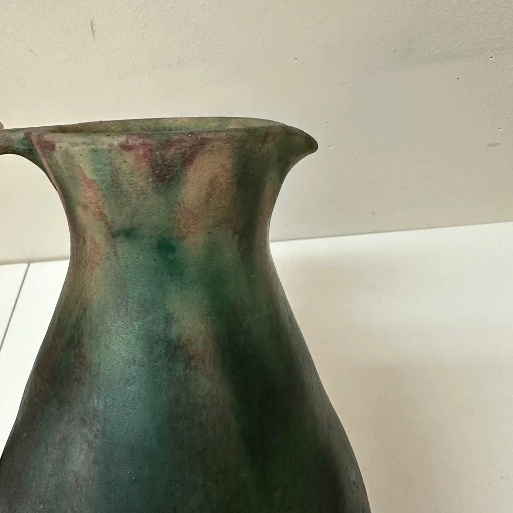 Jasba Keramik West German Art Pottery Ewer Pitcher Green Matte Glaze 1545B 10in